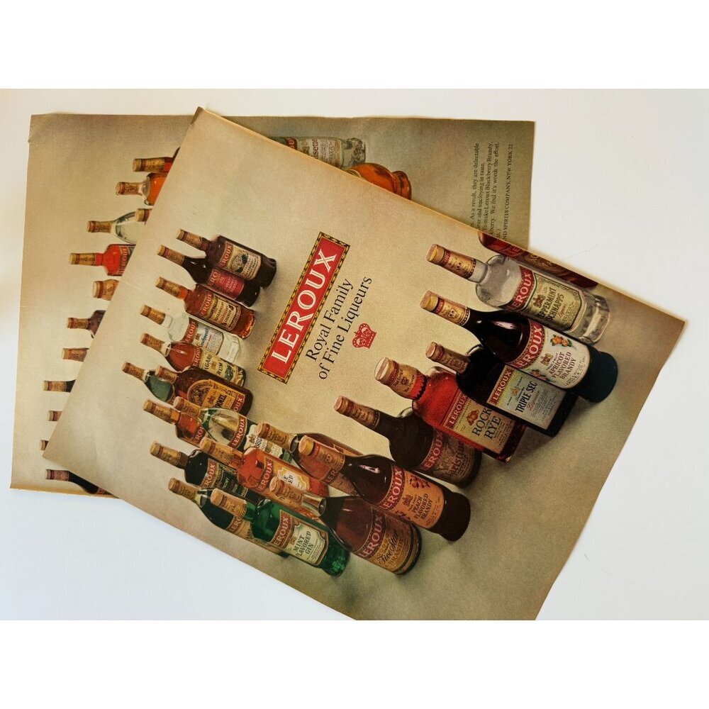Vintage 1962 Leroux Royal Family of Fine Liquors 2 Page Cut Advertisement Print - Picture 6 of 6